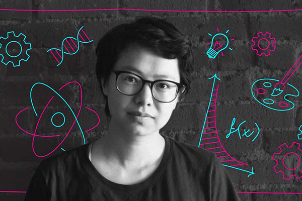 Woman in glasses with black shirt - 3D pen art