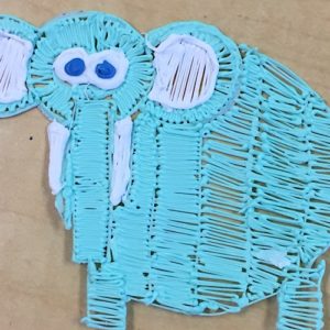 Blue 3D pen elephant on table: a filament masterpiece