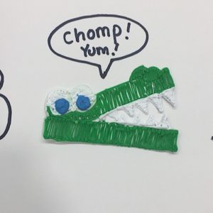 3D crocodile drawing with speech bubble