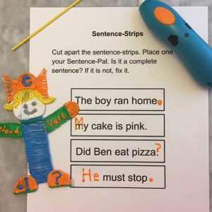 Close-up of 3D pen art: person picture on paper