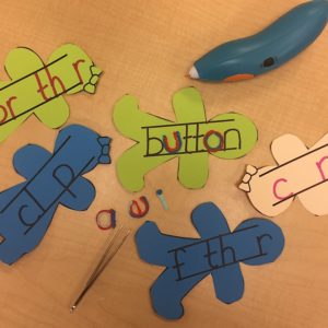 Close-up of 3D pen table with cutouts