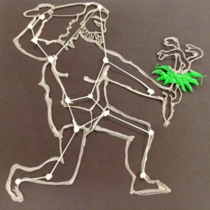 3D pen art: Skeleton holding marijuana leaf