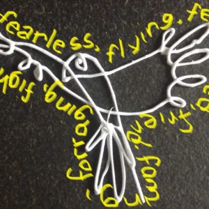 Handmade 3D pen bird sculpture with string.