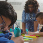 Children at table 3D drawing