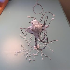 3D pen art: white elephant sculpture on table