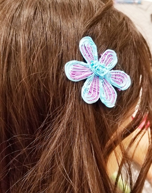 Floral hair clip with 3D pen art
