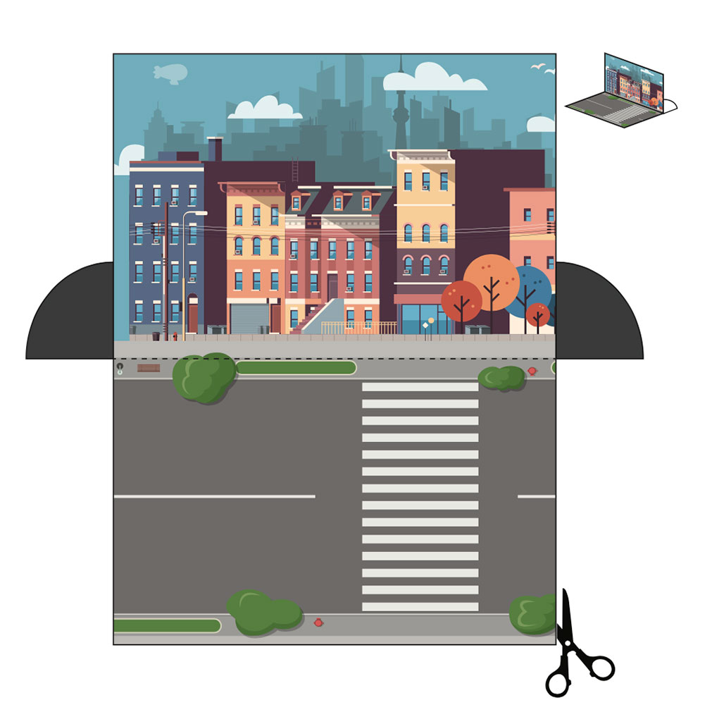 Cityscape with street sign 3D pen art | 3D Pen Template Stencil