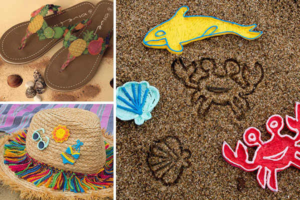 3D pen art: Beach items in a summer-themed collage.
