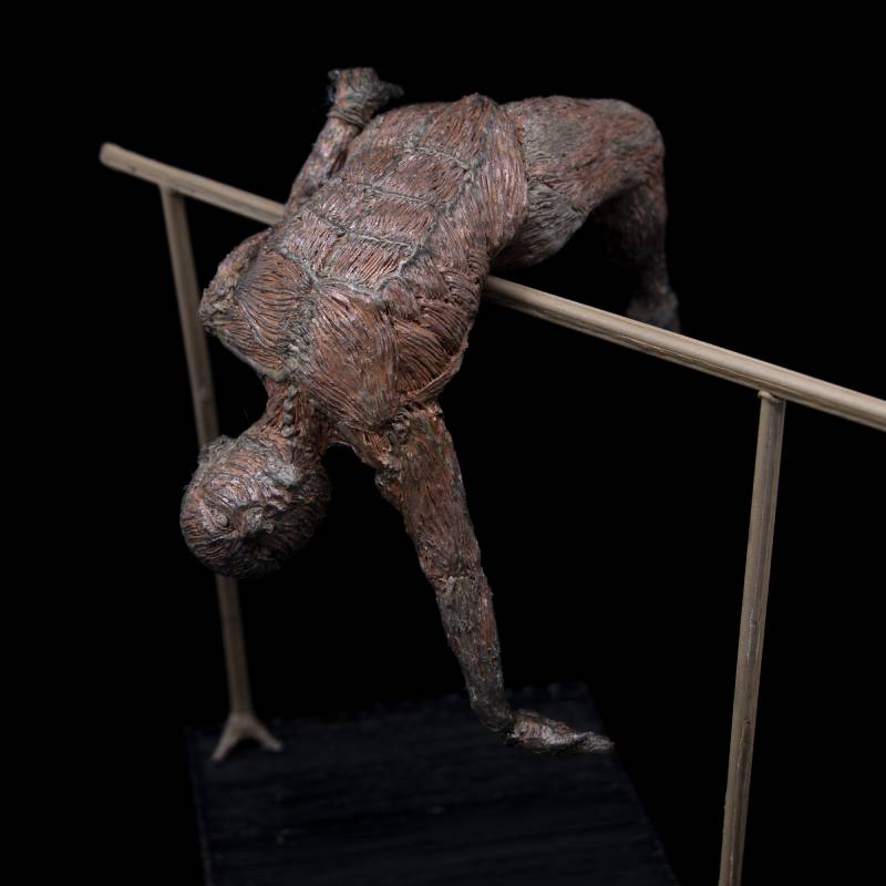 3D pen sculpture: man on pole, black background