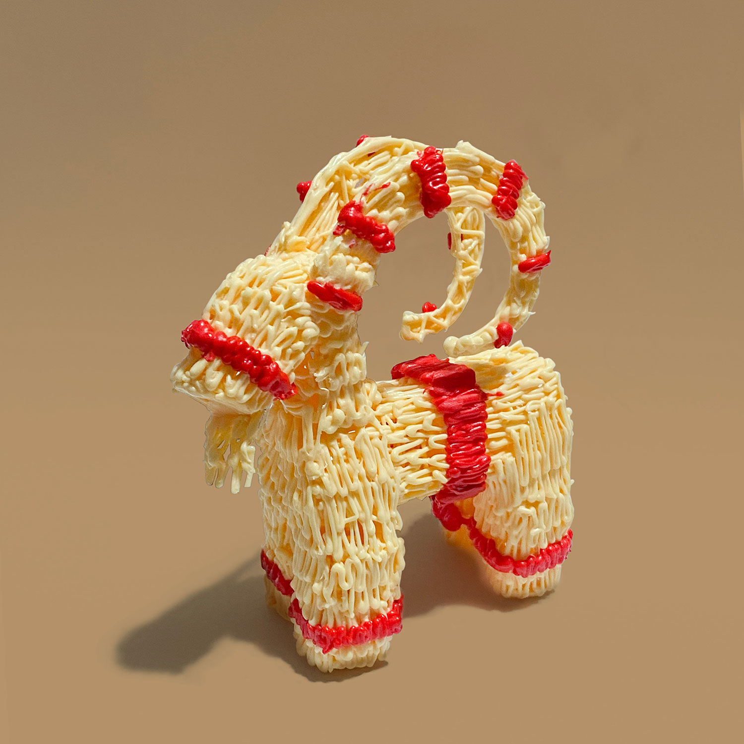 3D pen art of a small noodle dog toy, Yule Goat | 3D Pen Template Stencil