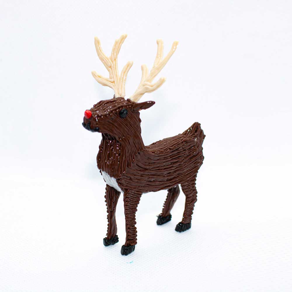 Choc reindeer w/ red nose & antlers: 3D pen art.