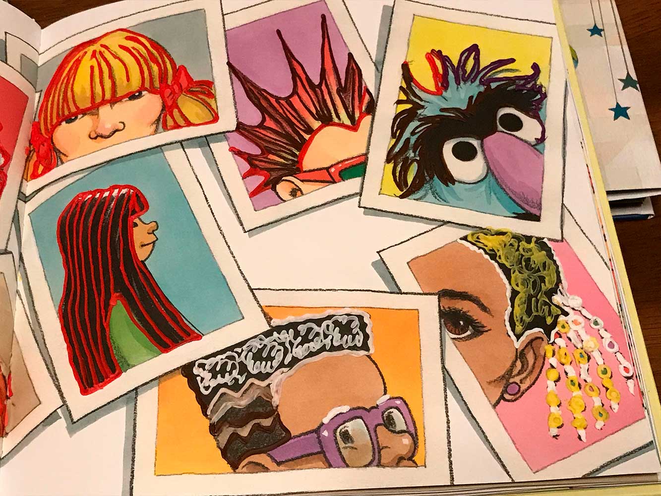 3d pen art showcasing unique hairstyles on painted pictures.