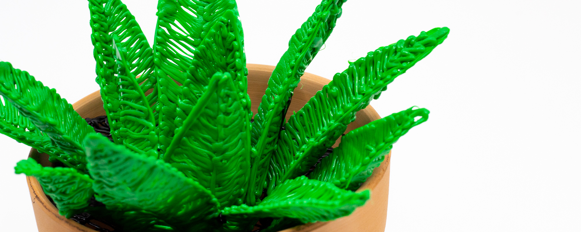 Green plant in brown pot - 3D pen art