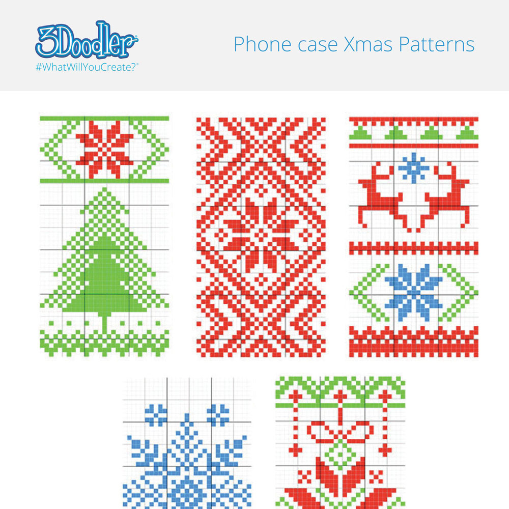 3D pen art: Close-up cross stitch pattern of Christmas trees