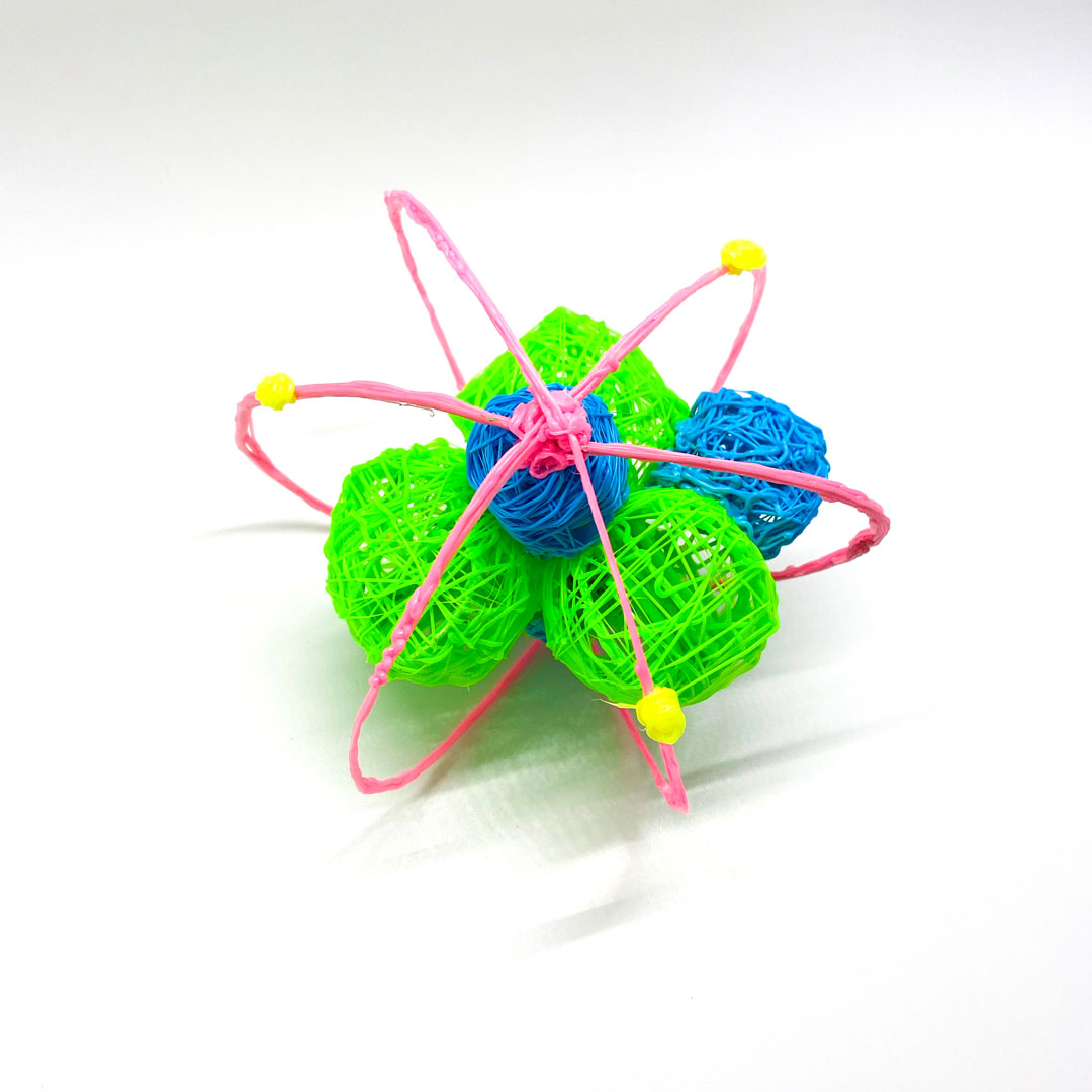 3D pen flower with colorful filament strands | stencil