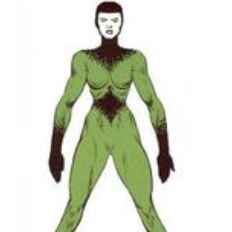 Man in green costume, hands on hips, in 3D drawing