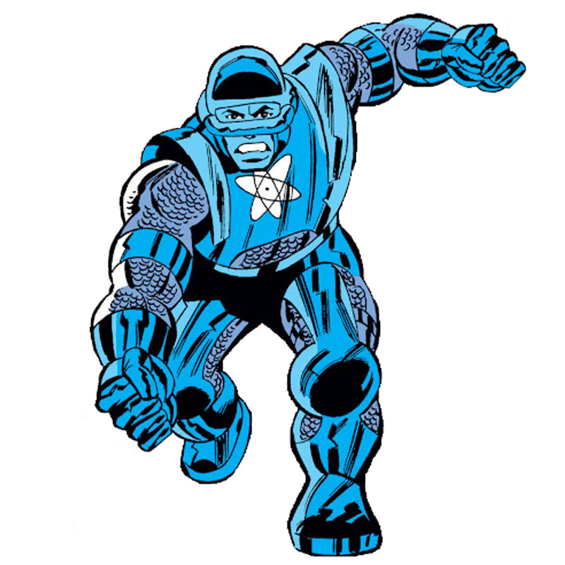 Cartoon: Cobaltman in blue suit with 3D pen art baseball bat