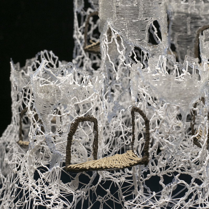 3D pen art: Ice and rope sculpture on table - Castle 1