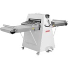 Laminadora electrica con banco a piso, con rodillo y alas 600 mm ancho, 1400 mm  largo