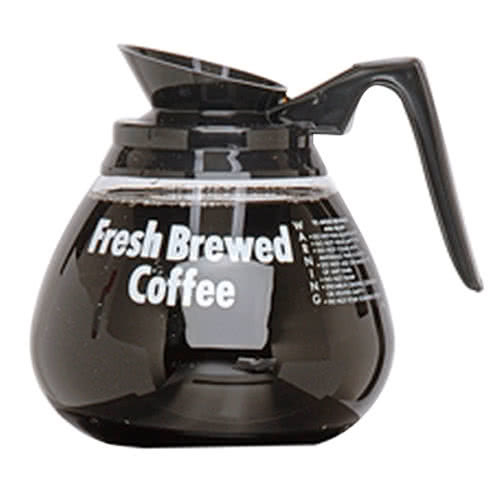 Decantador de vidrio para café, 64 oz/1.9 litros, agarradera color negro - 3/caja