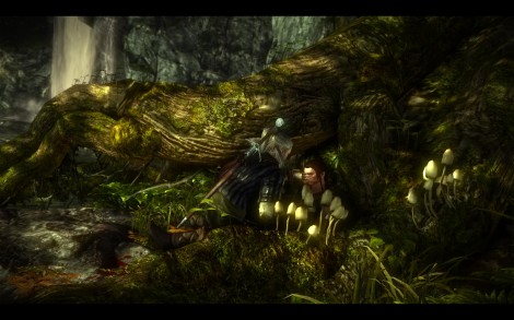 tw2_3 Geralt tends to a wounded elf