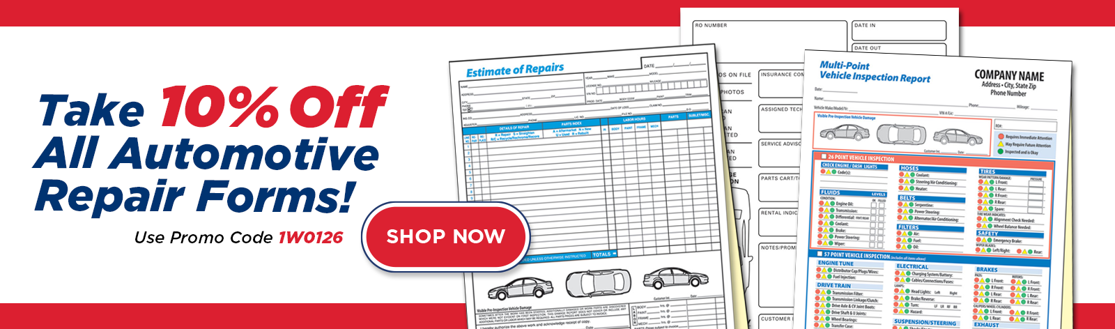 10% OFF All Automotive Repair Forms!