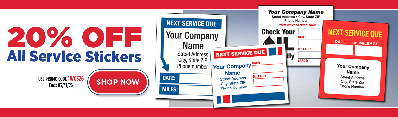 20% Off All Service Stickers