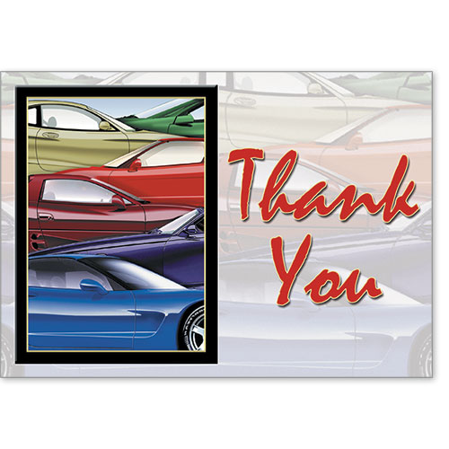 Automotive Thank You Postcards Colorful Cars