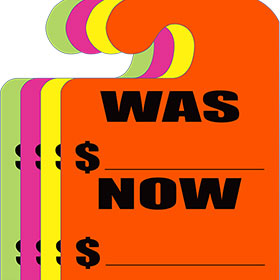 Fluorescent Wide Hook Mirror Tags - Was/Now (50)