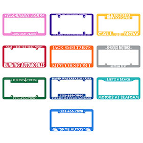 Raised White Letter Colored License Plate Frame