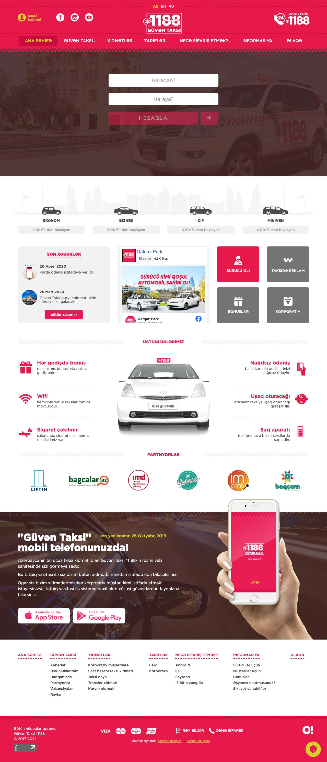 Güvən Taksi şirkətinin saytı 1