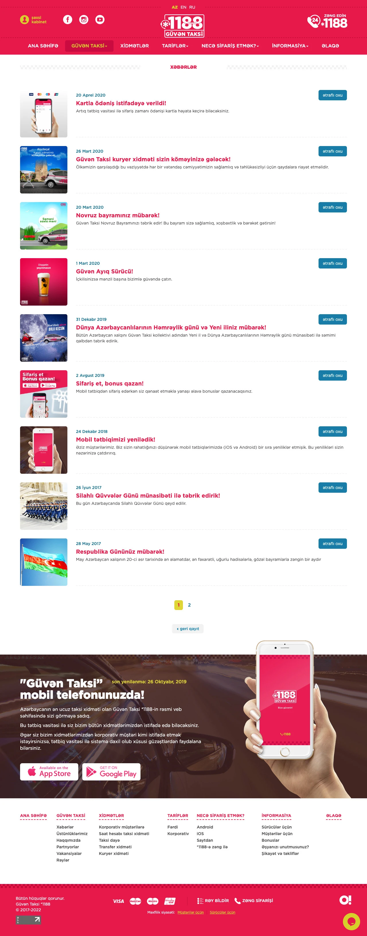Güvən Taksi şirkətinin saytı 2