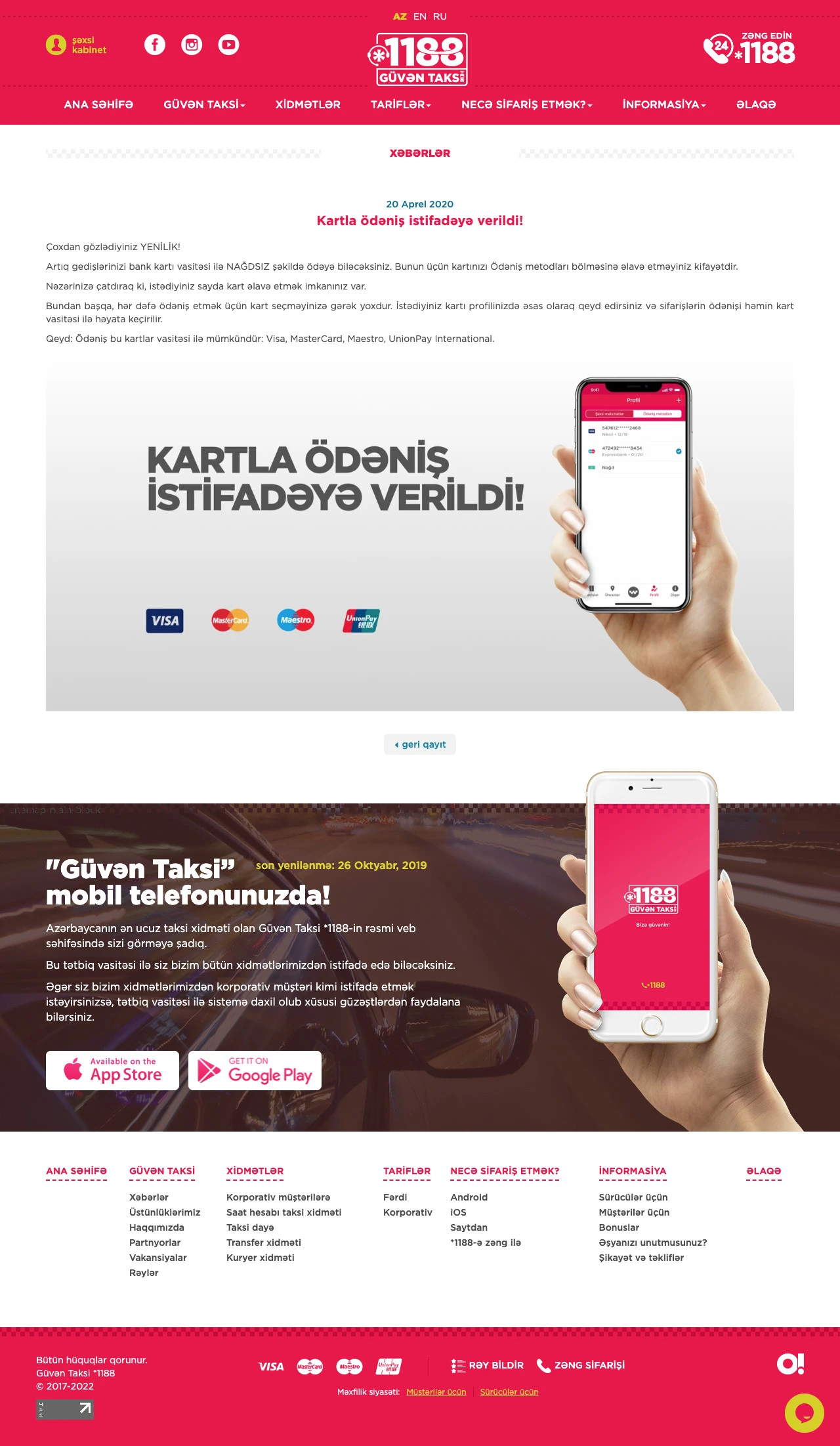 Güvən Taksi şirkətinin saytı 3