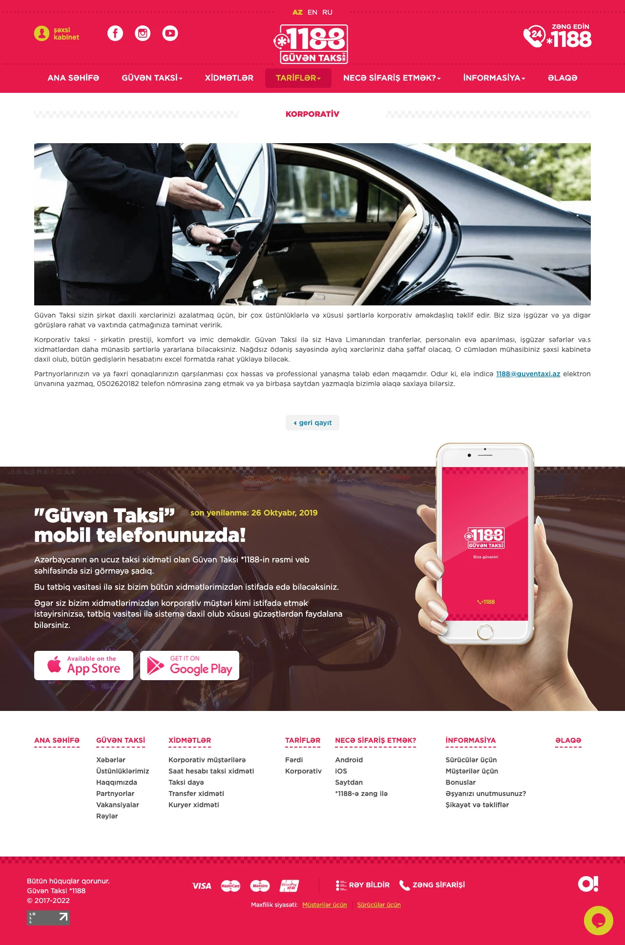 Güvən Taksi şirkətinin saytı 9