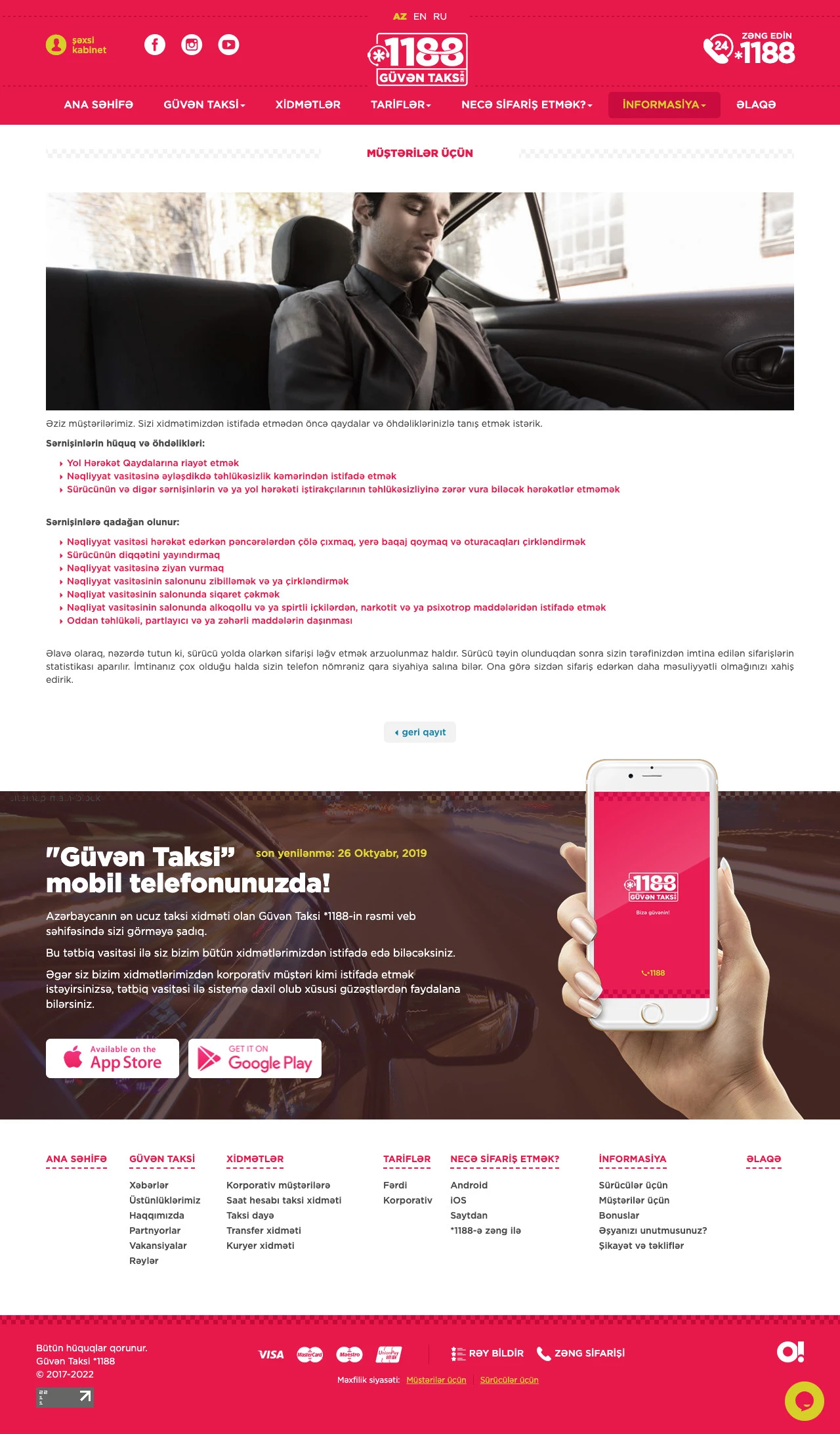 Güvən Taksi şirkətinin saytı 11