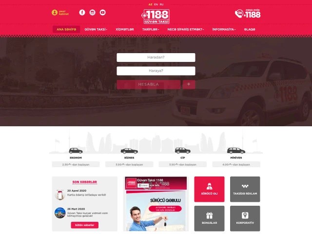 Güvən Taksi şirkətinin saytı