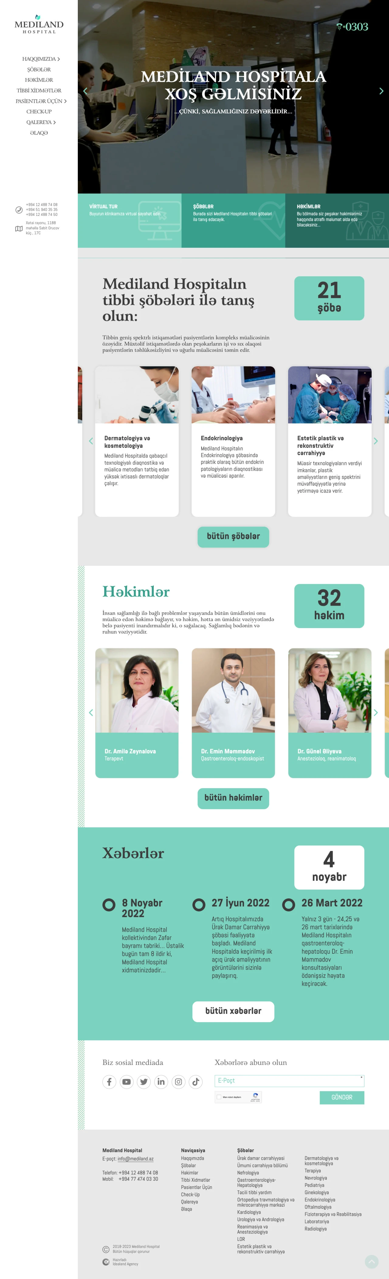 Mediland Hospital's Website 1