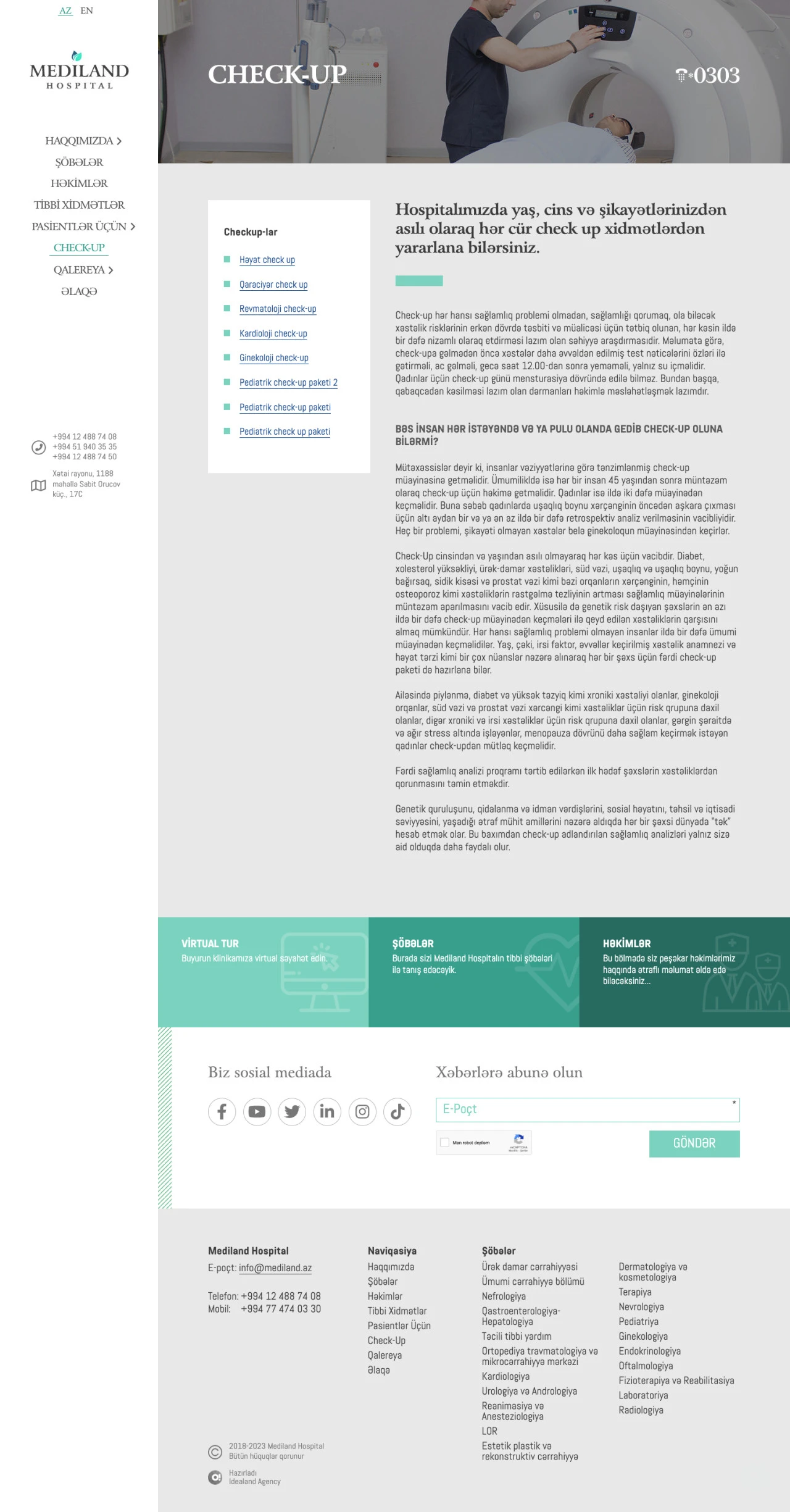 Mediland Hospital's Website 12