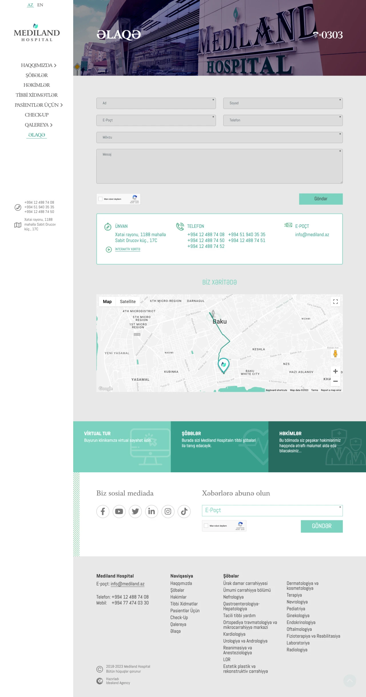 Mediland Hospital's Website 16