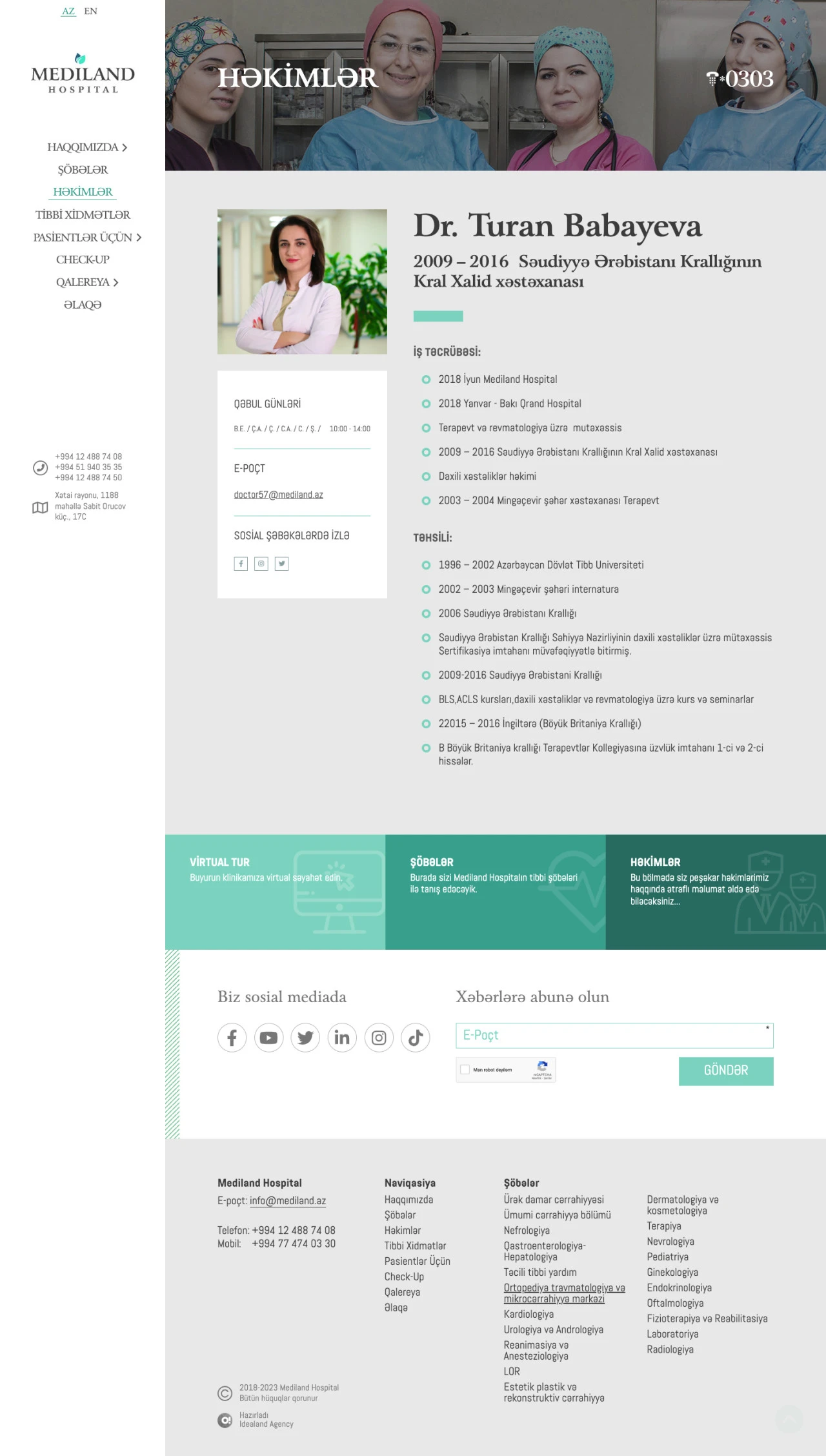 Mediland Hospital's Website 10