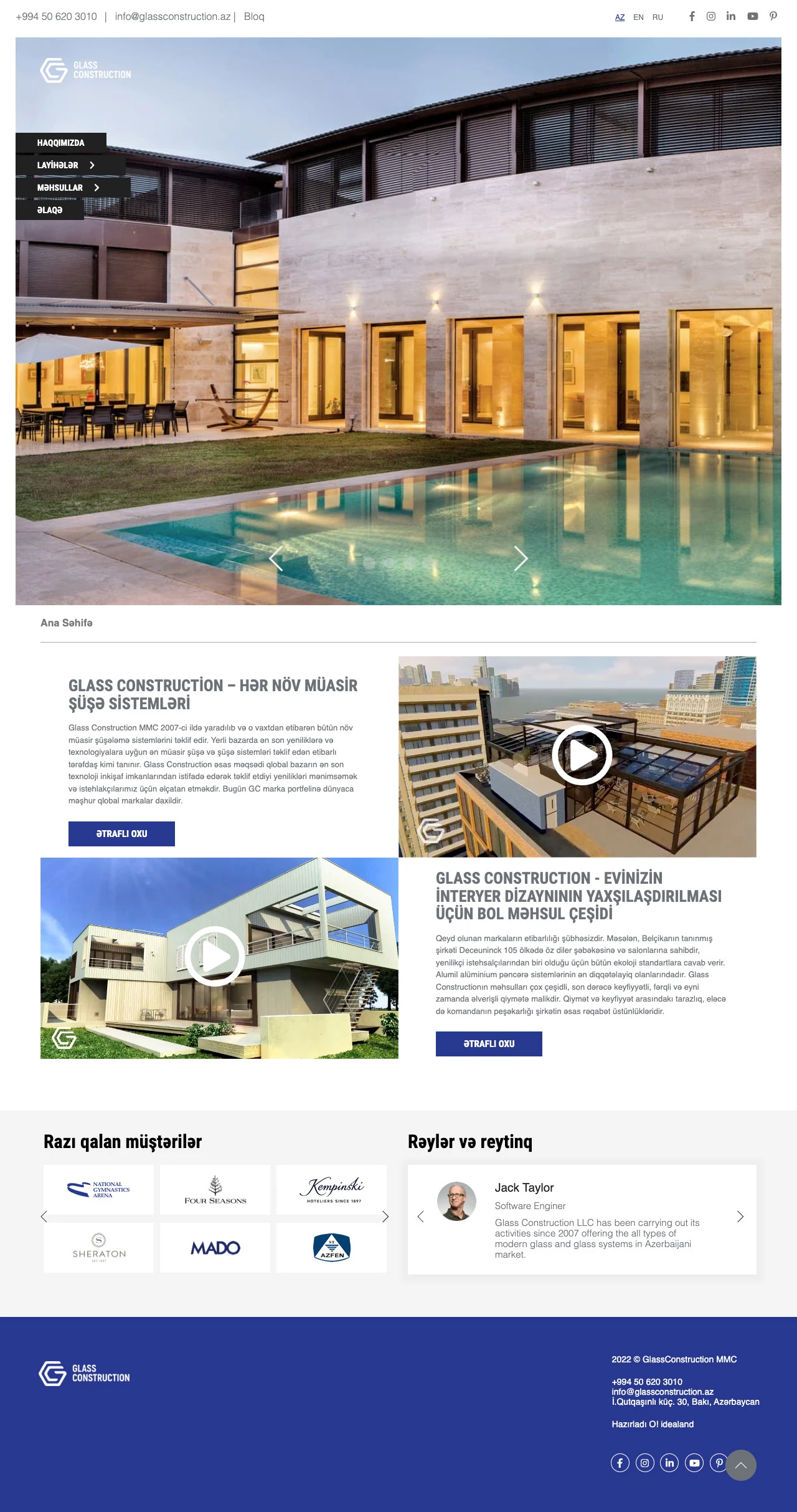 Glass Construction Company's Website 1