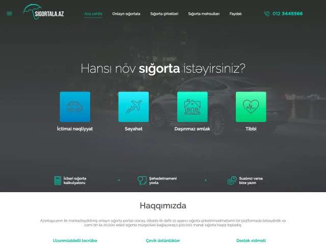 Sigortala - Online Insurance Company's Website