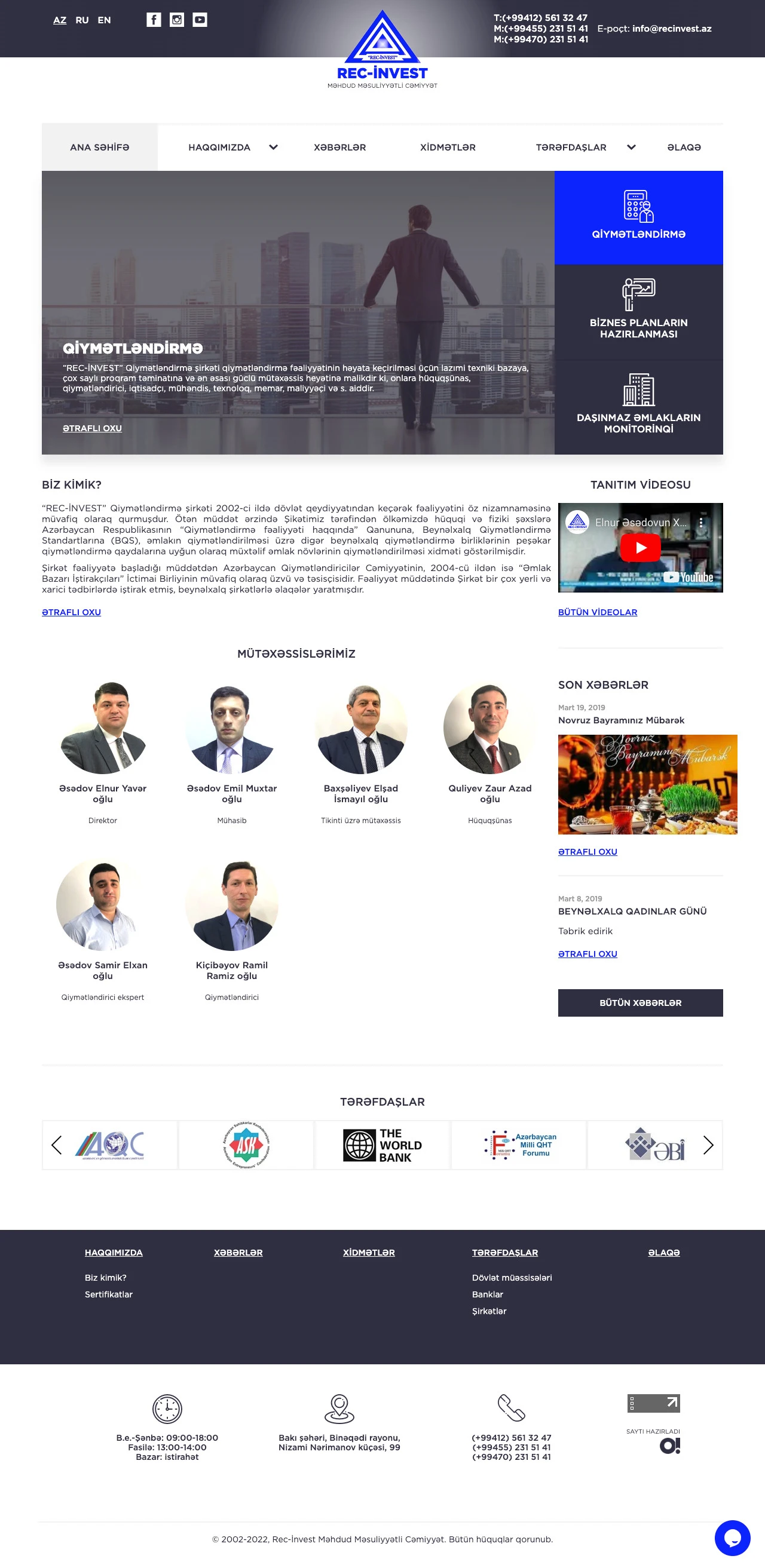 Rec-Invest - Valuation Company's Website 1