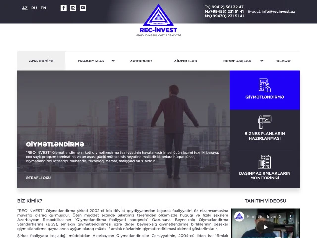 Сайт оценочной компании Rec-İnvest