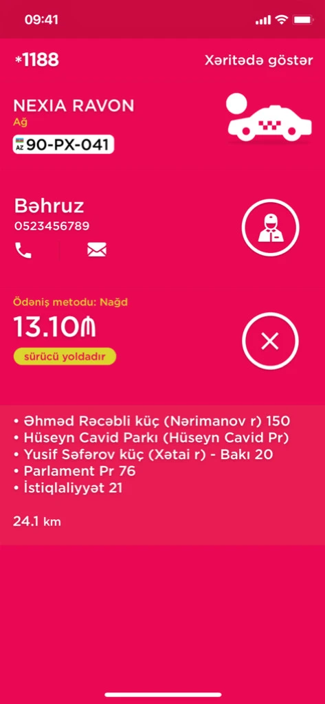 Güvən Taxi Company's Mobile App 9