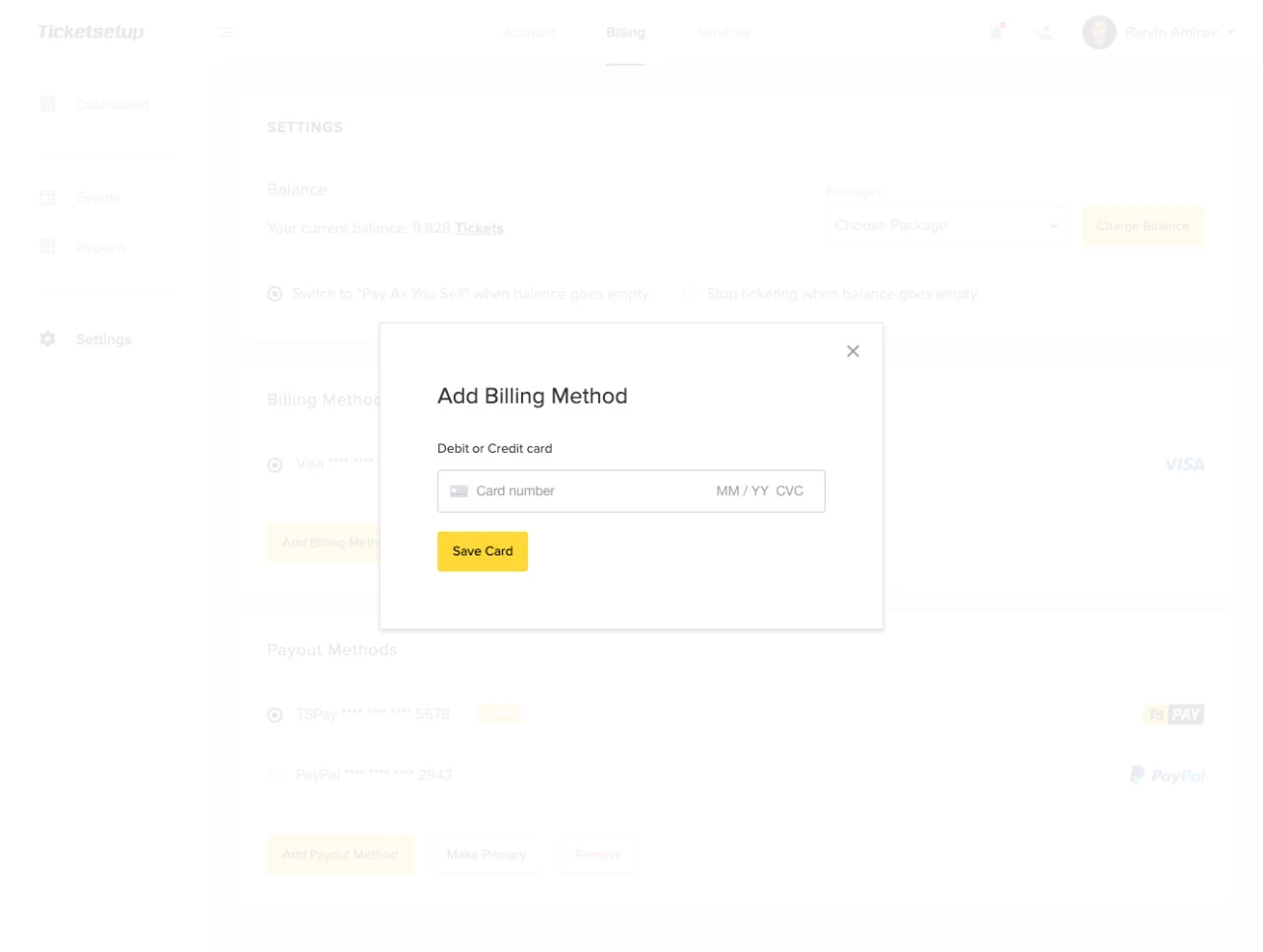 Ticketsetup - İstifadəçi platforması 9