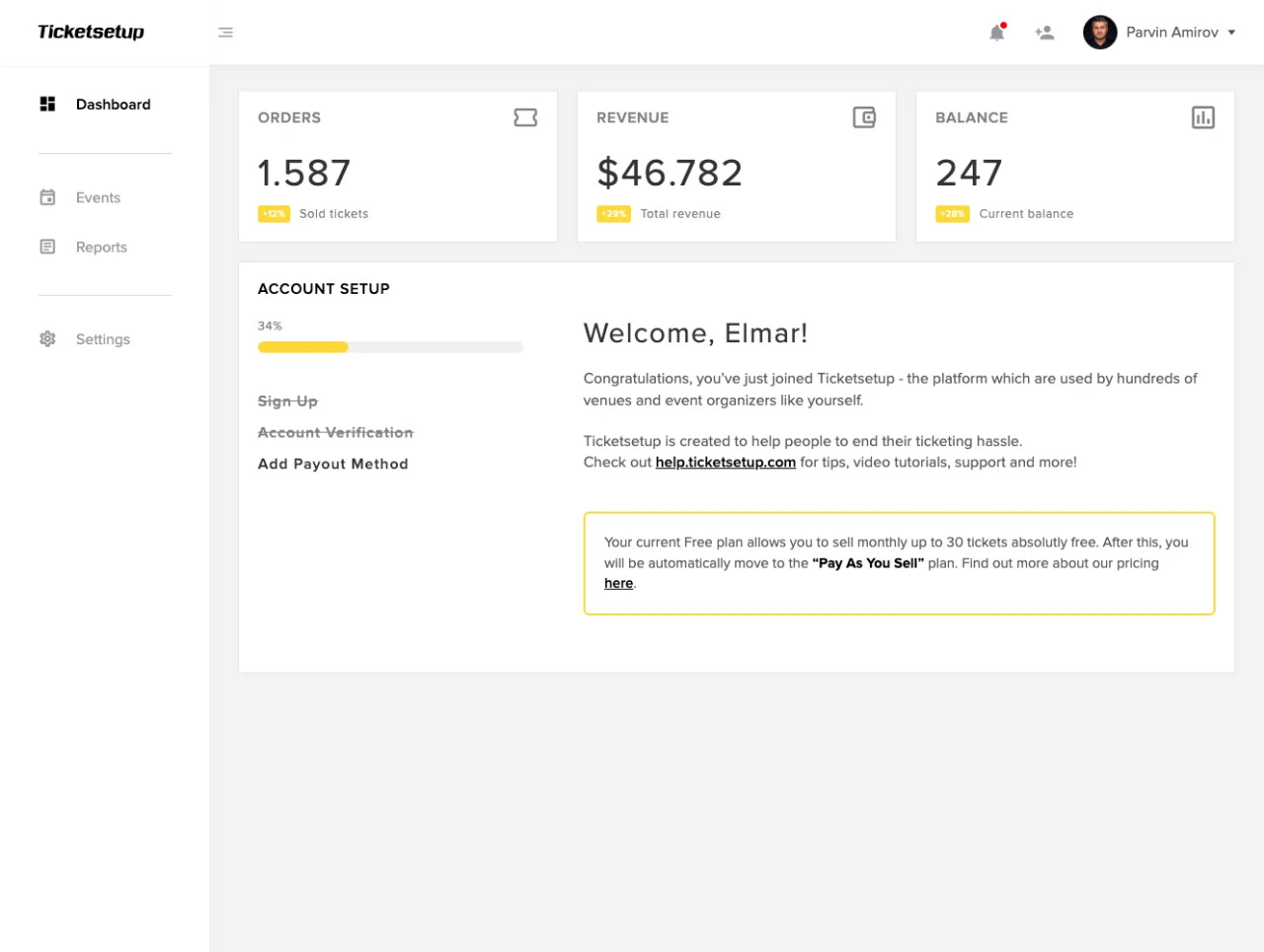 Ticketsetup - İstifadəçi platforması 2