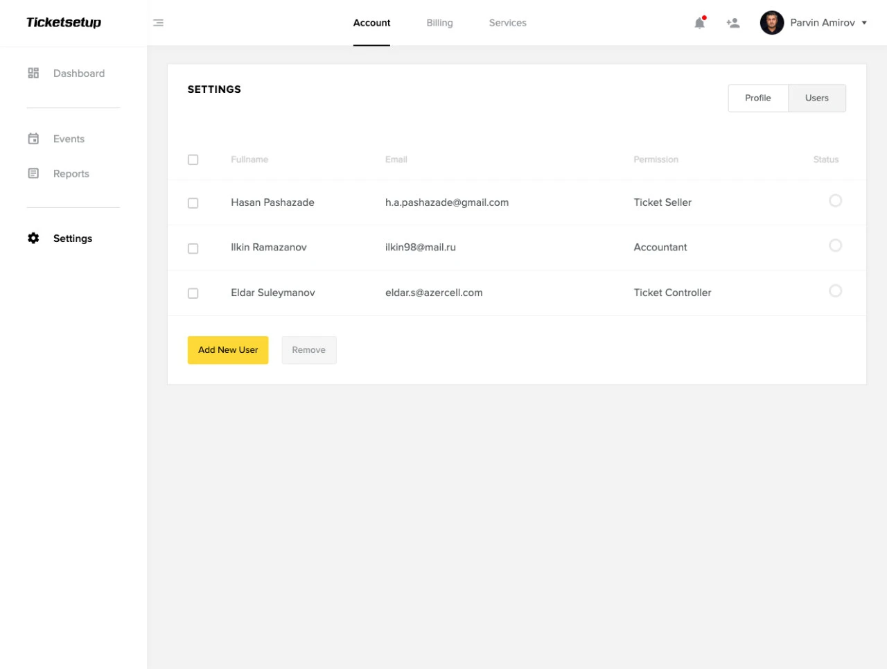 Ticketsetup - İstifadəçi platforması 5