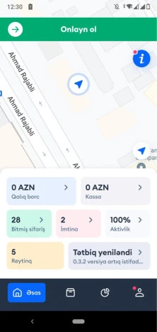 156/166 şirkətinin sürücü mobil tətbiqi