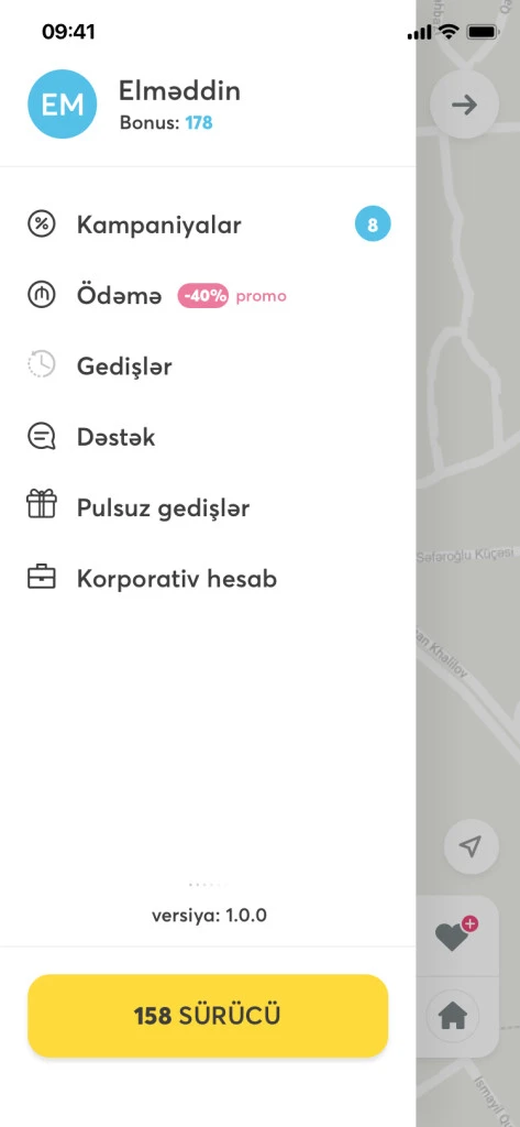 Мобильное приложение компании 158 Taksi 1